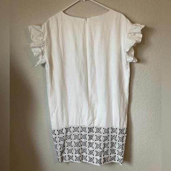 Ann Mashburn Black and White Eyelet Flutter Sleeve Shift Dress Size Large - Picture 5 of 12